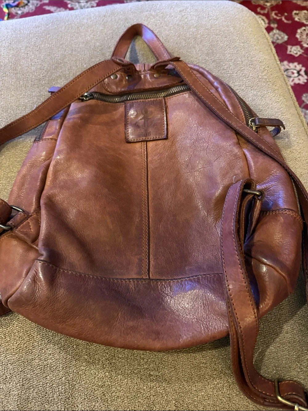 Harbour 2nd Brown Leather Shoulder Backpack Bag (TD)